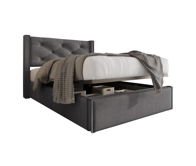 Cama individual de algodón con almacenaje 101x203