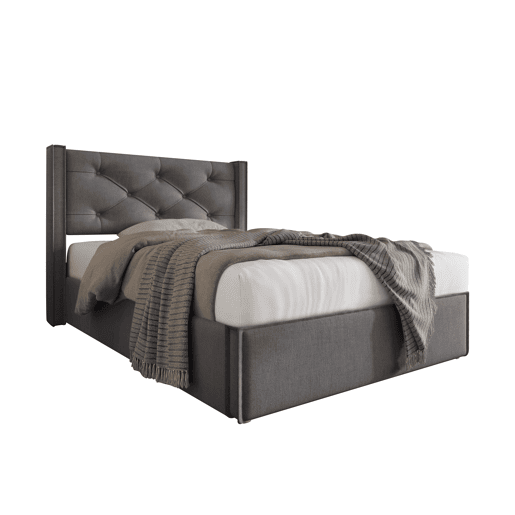 Cama de solteiro de algodão 90x200cm com armazenamento,cinzento oscuro