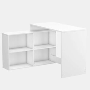 Mesa de escritório Shannon com prateleira baixa branca 112x77x101 cm