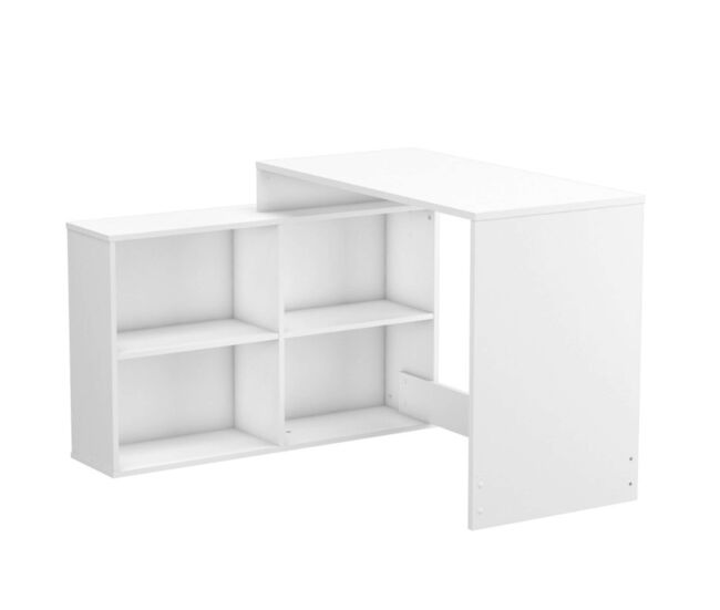 Mesa escritorio shannon con estantería baja color roble o blanco 112x77x101 cm