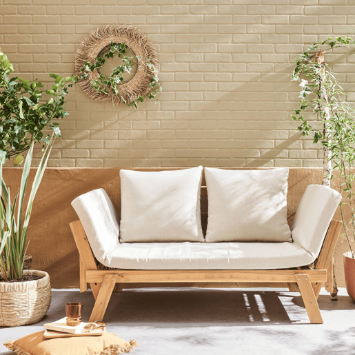 Banco de jardim de 23 lugares, Jalance, Beige, 200x72x74.5 cm