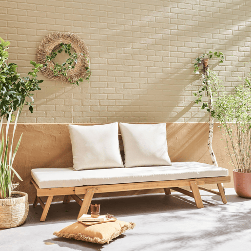Banco de jardim de 23 lugares, Jalance, Beige, 200x72x74.5 cm