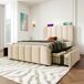 Cama individual de lino con 4 cajones Cama individual de lino con 4 cajones Beige