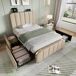 Cama individual de lino con 4 cajones Cama individual de lino con 4 cajones Beige