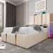 Cama individual de lino con almacenaje Cama individual de lino con almacenaje Beige