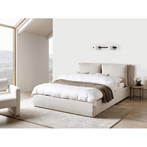 Cama baú Tecido BAJONNA 160 x 200 cm Creme