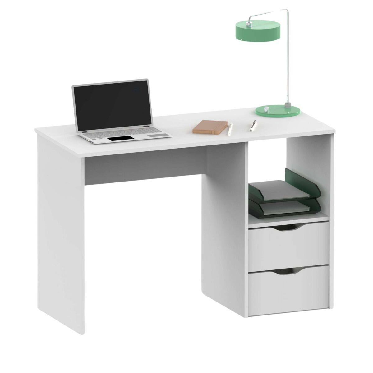 Mesa escritorio estudio oficina eko con 2 cajones en color blanco 76x115x50 cm
