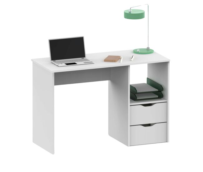 Mesa escritorio estudio oficina eko con 2 cajones en color blanco 76x115x50 cm