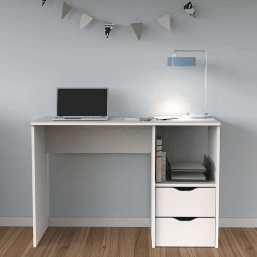 Mesa de escritório Eko Study com 2 gavetas em branco 76x115x50 cm