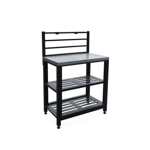 Cozinha exterior em aço 2 prateleiras, 80cm, Grimaud, Preto, 48x80x124 cm