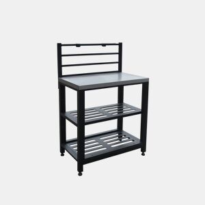 Cozinha exterior em aço 2 prateleiras, 80cm, Grimaud, Preto, 48x80x124 cm