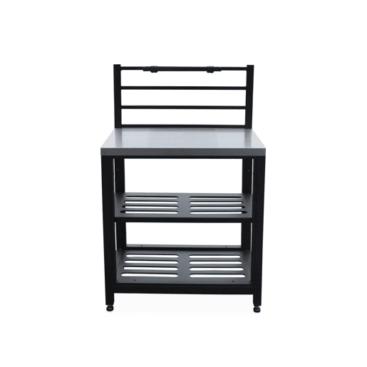 Cozinha exterior em aço 2 prateleiras, 80cm, Grimaud, Preto, 48x80x124 cm