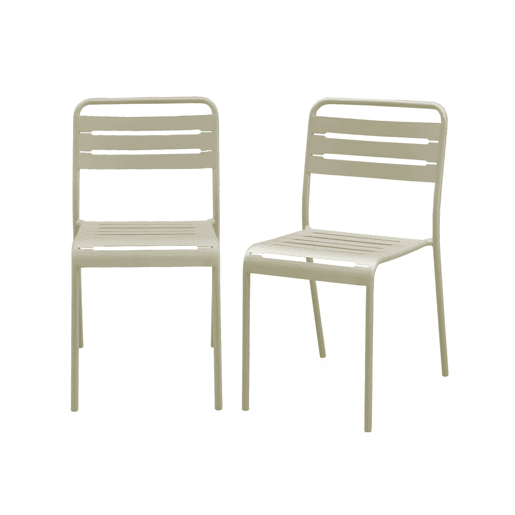 Cadeira de jardim em aço, set de 2, Amelia, Beige, 44x52x79 cm