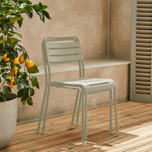 Cadeira de jardim em aço, set de 2, Amelia, Beige, 44x52x79 cm