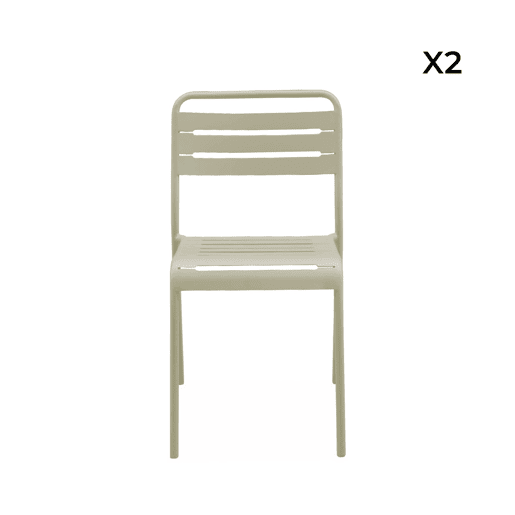 Cadeira de jardim em aço, set de 2, Amelia, Beige, 44x52x79 cm