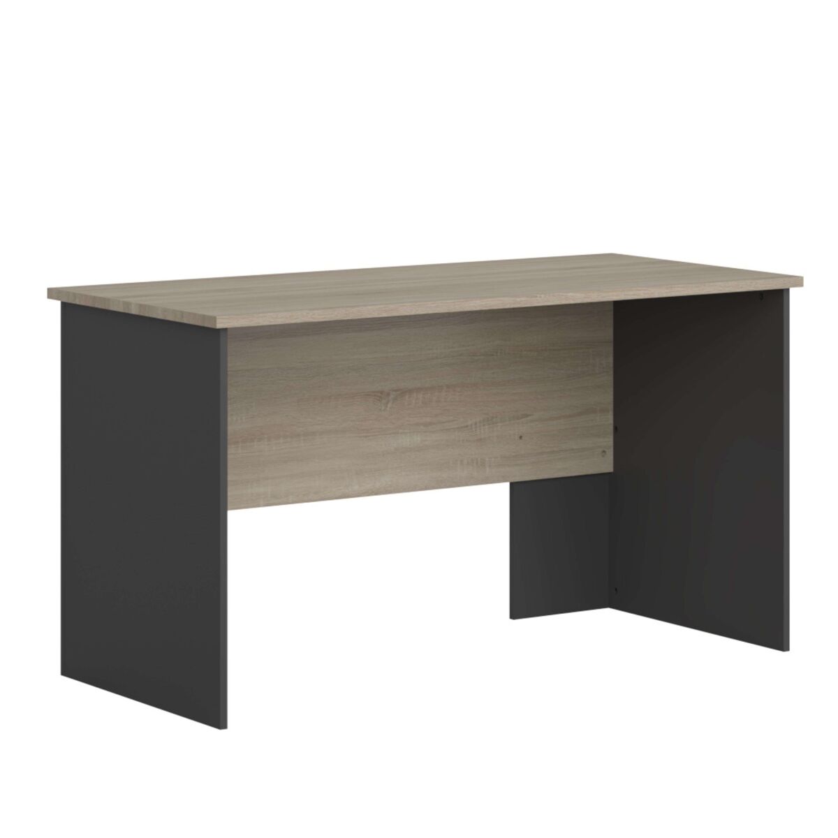 Pack de muebles de oficina en color roble sonoma y gris antracita con estantería 2 armarios 4 escritorios y carrito con ruedas
