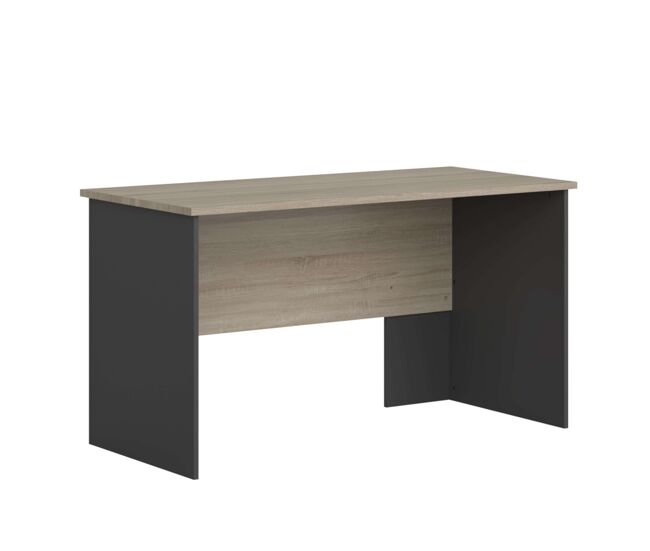 Pack de muebles de oficina en color roble sonoma y gris antracita con estantería 2 armarios 4 escritorios y carrito con ruedas