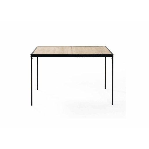 Mesa de jantar retangular estilo industrial efeito carvalho com pernas pretas 120x75cm