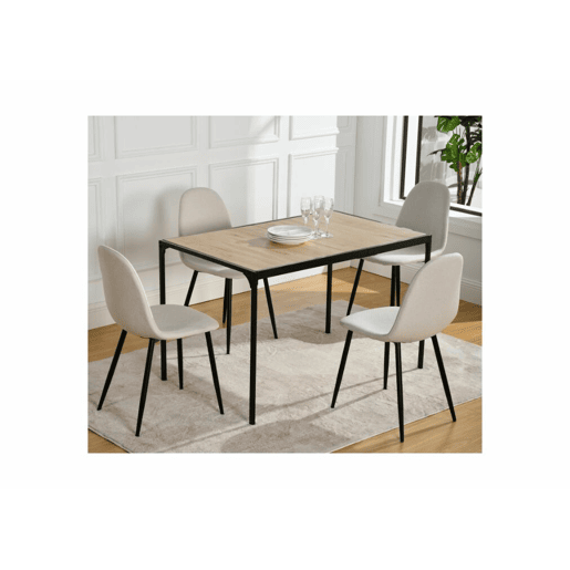 Mesa de jantar retangular estilo industrial efeito carvalho com pernas pretas 120x75cm