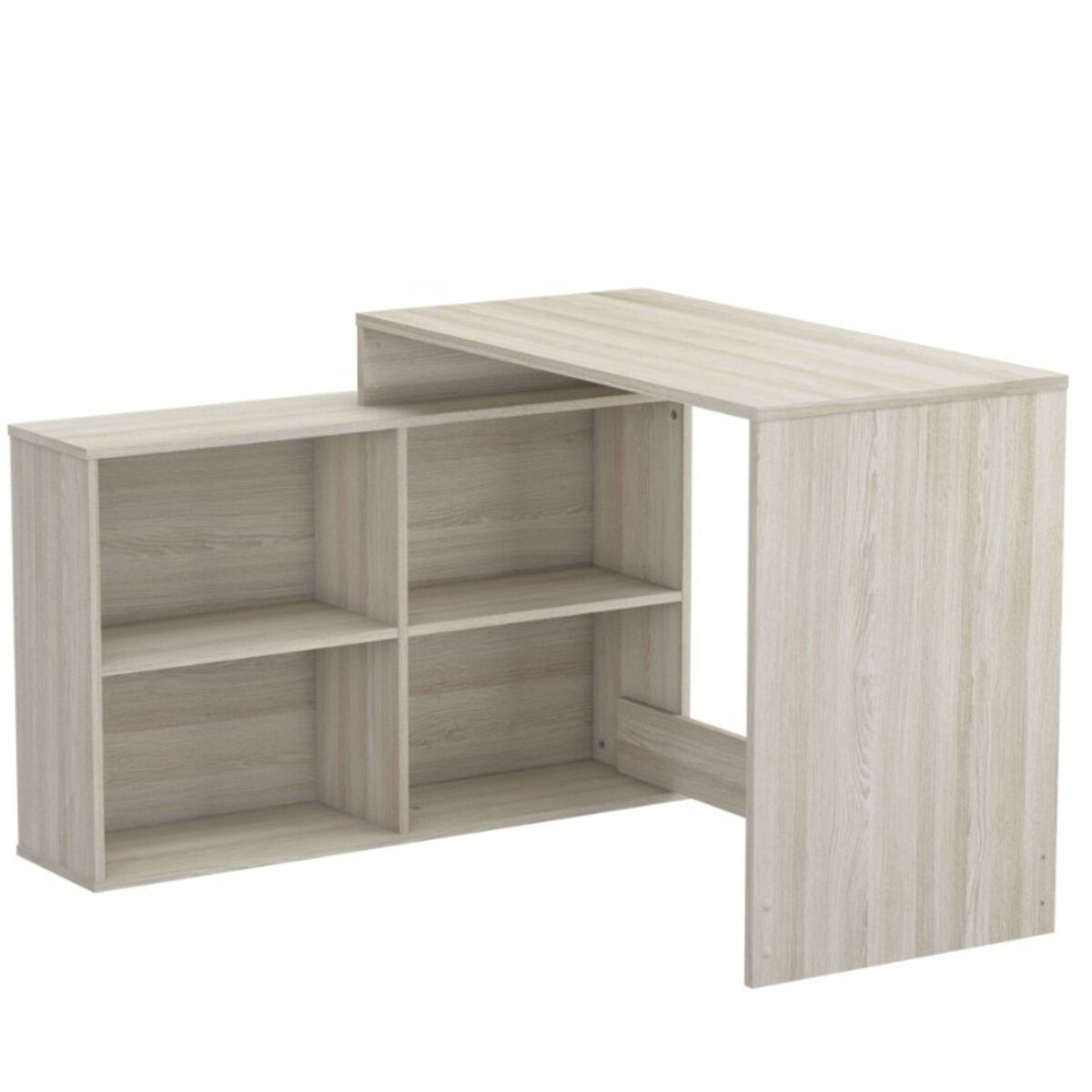 Mesa escritorio shannon con estantería baja color roble o blanco 112x77x101 cm