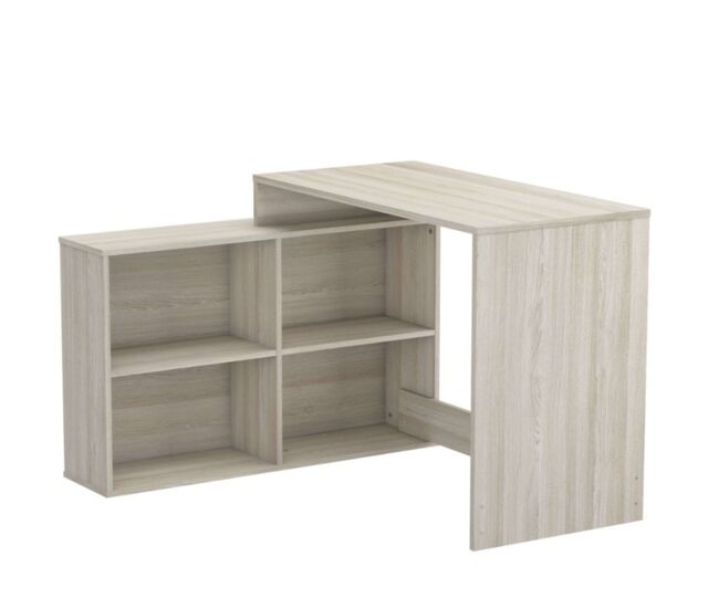 Mesa escritorio shannon con estantería baja color roble o blanco 112x77x101 cm
