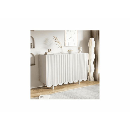Aparador branco de 4 portas com padrão e arrumação 120*37,5*80,8 cm
