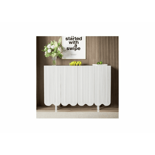 Aparador branco de 4 portas com padrão e arrumação 120*37,5*80,8 cm