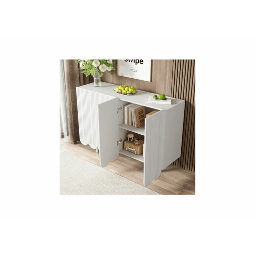 Aparador branco de 4 portas com padrão e arrumação 120*37,5*80,8 cm