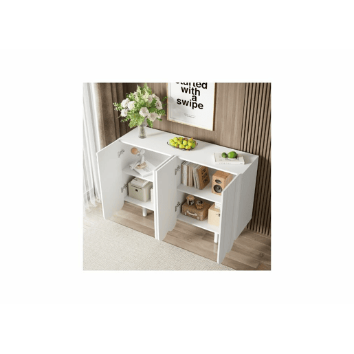 Aparador branco de 4 portas com padrão e arrumação 120*37,5*80,8 cm