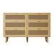 Aparador efecto madera y ratán con 6 cajones Aparador efecto madera y ratán con 6 cajones Beige