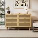 Aparador efecto madera y ratán con 6 cajones Aparador efecto madera y ratán con 6 cajones Beige