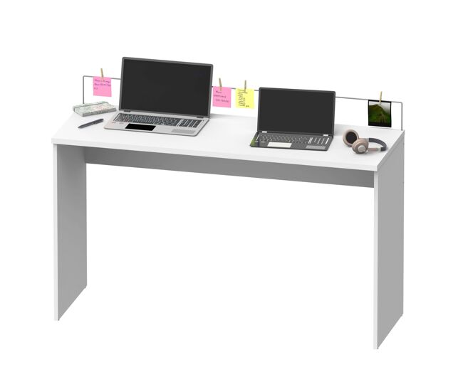 Mesa escritorio estudio oficina haley con organizador notas en color blanco 89x132x45 cm
