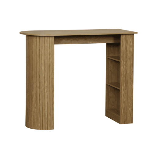 Mesa alta de cozinha decorada em madeira com armazenamento, Wallis, Natural, 120x55x100 cm