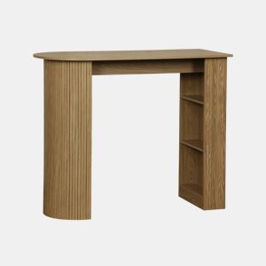 Mesa alta de cozinha decorada em madeira com armazenamento, Wallis, Natural, 120x55x100 cm