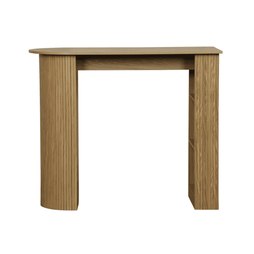 Mesa alta de cozinha decorada em madeira com armazenamento, Wallis, Natural, 120x55x100 cm