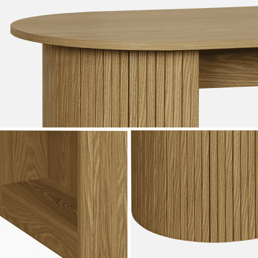 Mesa alta de cozinha decorada em madeira com armazenamento, Wallis, Natural, 120x55x100 cm