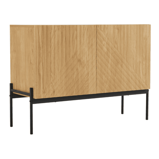 Aparador com 2 portas e pernas metálicas, aparador de design linear 100*40*70cm