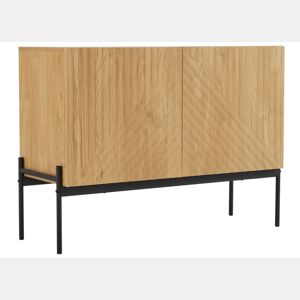 Aparador com 2 portas e pernas metálicas, aparador de design linear 100*40*70cm