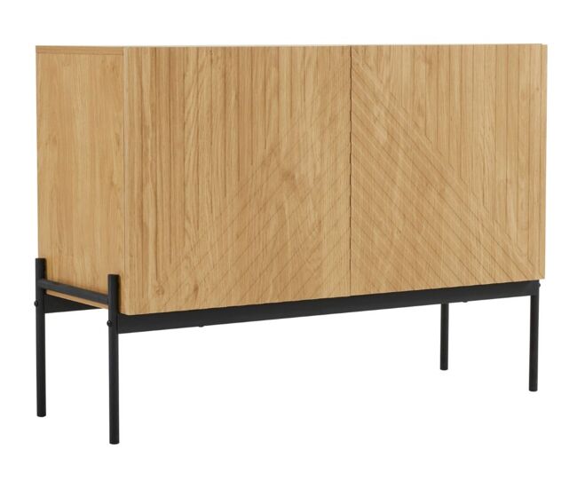 Aparador con 2 puertas y patas de metal, aparador de diseño lineal 100*40*70cm