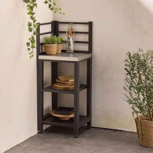 Cozinha exterior em aço 2 prateleiras, 48.5cm, Grimaud, Preto, 48.5x48.5x124 cm Cozinha exterior em aço 2 prateleiras, 48.5cm, Grimaud, Preto, 48.5x48.5x124 cm