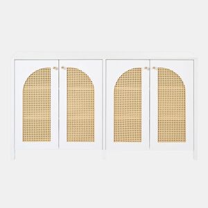 Elegante aparador em vime branco com 4 portas