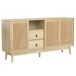 Aparador efecto madera con 3 puertas correderas de ratán Aparador efecto madera con 3 puertas correderas de ratán Beige
