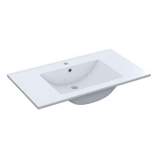 Móvel de banheiro estilo natural na cor carvalho Nordik com 1 espaço de armazenamento e 2 portas 80x64x45 cm (pia de cerâmica)