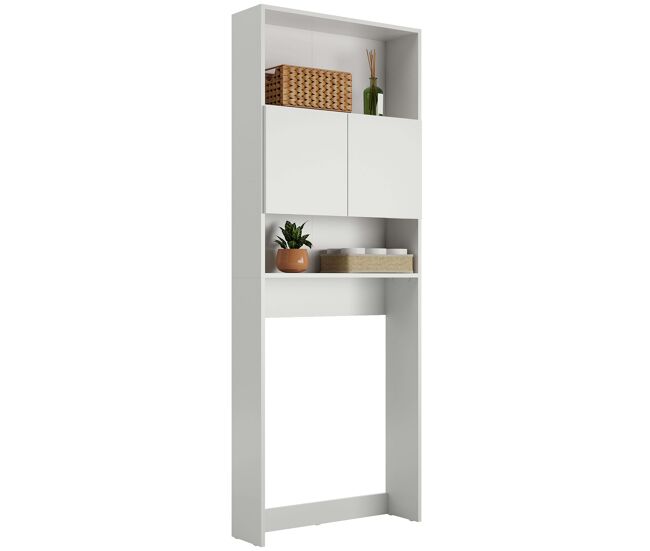 Estantería lois de baño estilo contemporáneo en melamina blanco con 2 puertas 2 estantes