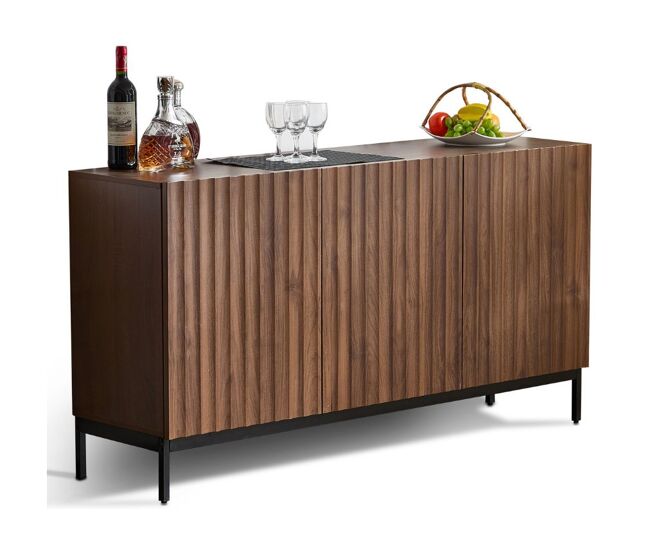 Aparador efecto roble vintage veteado oscuro ondulado 3d 150x40x80cm