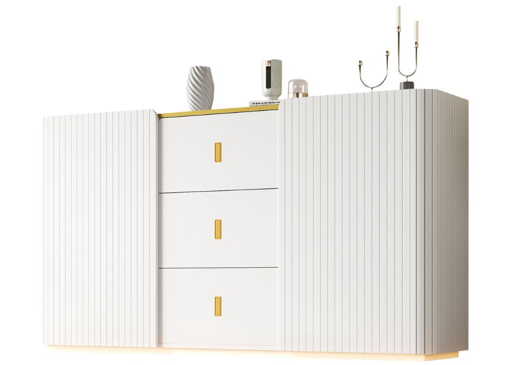 aparador elegante blanco 2 puertas 2 cajones con iluminacion led 1503580cm