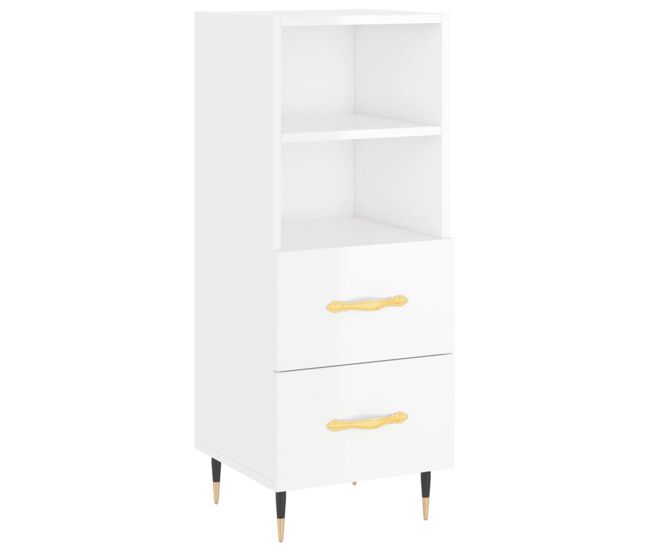 Vidaxl aparador de madera contrachapada blanco brillante 34,5x34x90 cm
