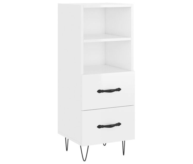 Vidaxl aparador de madera contrachapada blanco brillante 34,5x34x90 cm