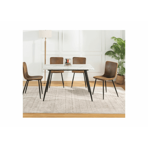 Mesa de jantar retangular estilo escandinavo efeito mármore branco 120x75cm Mesa de jantar retangular estilo escandinavo efeito mármore branco 120x75cm