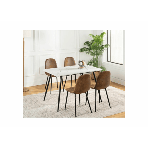 Mesa de jantar retangular estilo escandinavo efeito mármore branco 120x75cm Mesa de jantar retangular estilo escandinavo efeito mármore branco 120x75cm